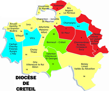 Carte du diocèse de Créteil Carte du diocèse de Créteil